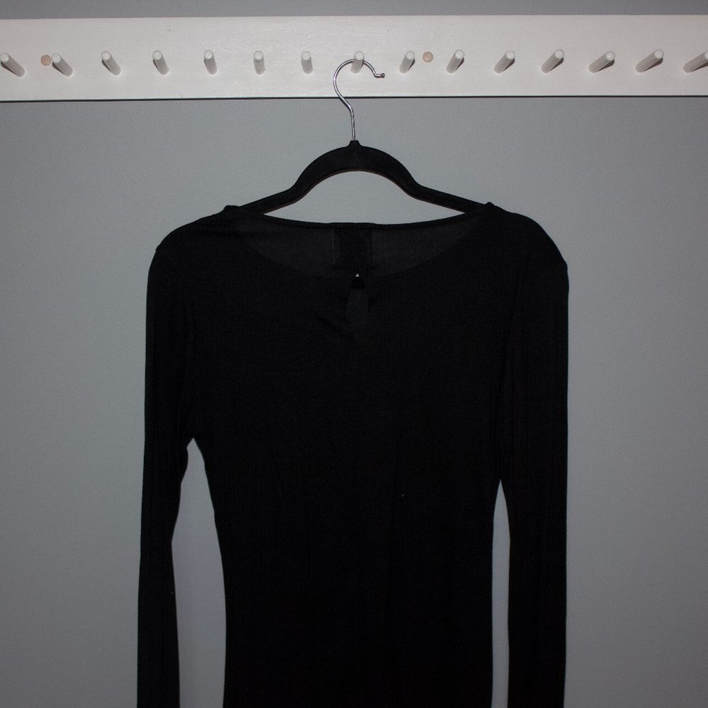 Fitted Black Cotton Long Sleeve Shirt - Picture 2 of 2